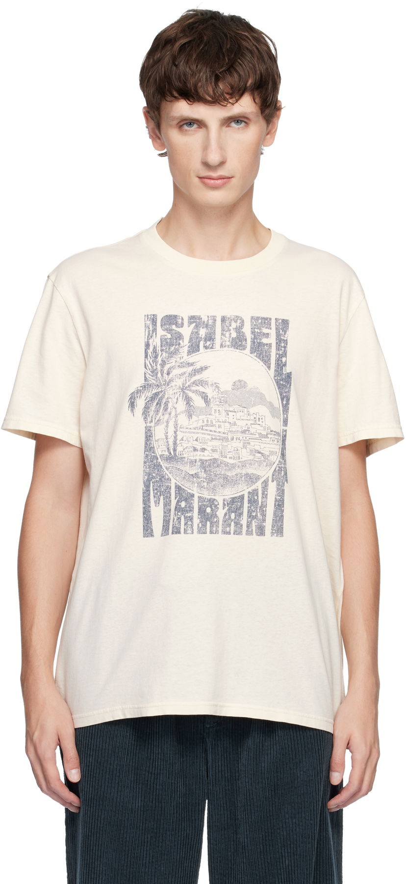 Majica ISABEL MARANT Isabel Marant Honore Graphic Print T-Shirt Bež | 25ATS0052HB-C3N09H