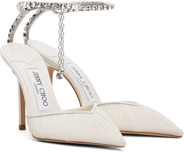 Superge in čevlji Jimmy Choo Jimmy Choo Saeda 100 Crystal Embellished Mesh Heels Bela | SAEDA 100, 3