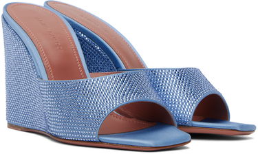 Modni dodatki Amina Muaddi Amina Muaddi Lupita Crystal Wedge Sandals Modra | LUPITA CRYSTAL WEDGE SATIN, 3