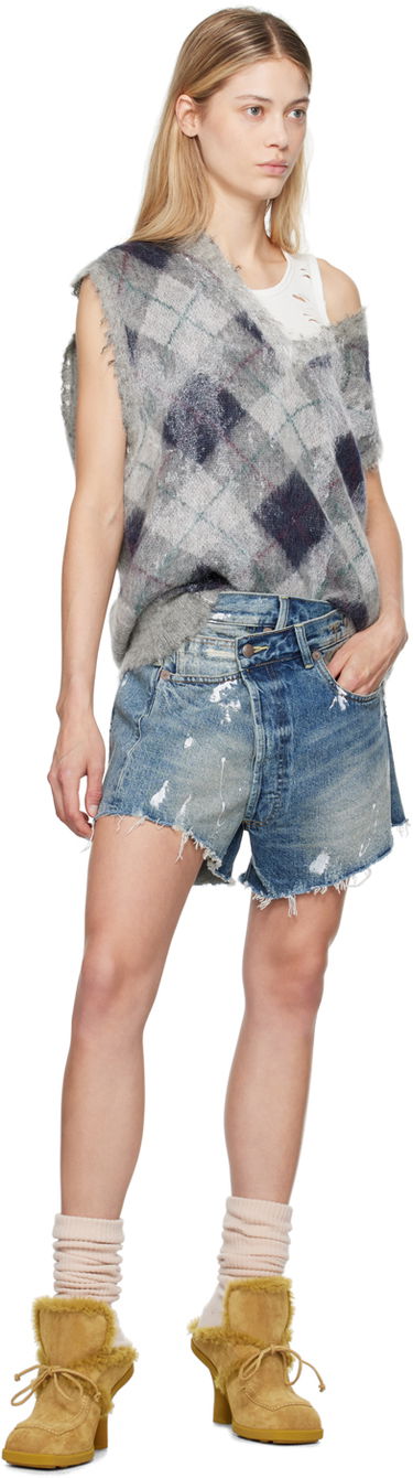 Pleteni pulover R13 R13 Oversized Argyle Vest Siva | R13WY244-Y058B, 3