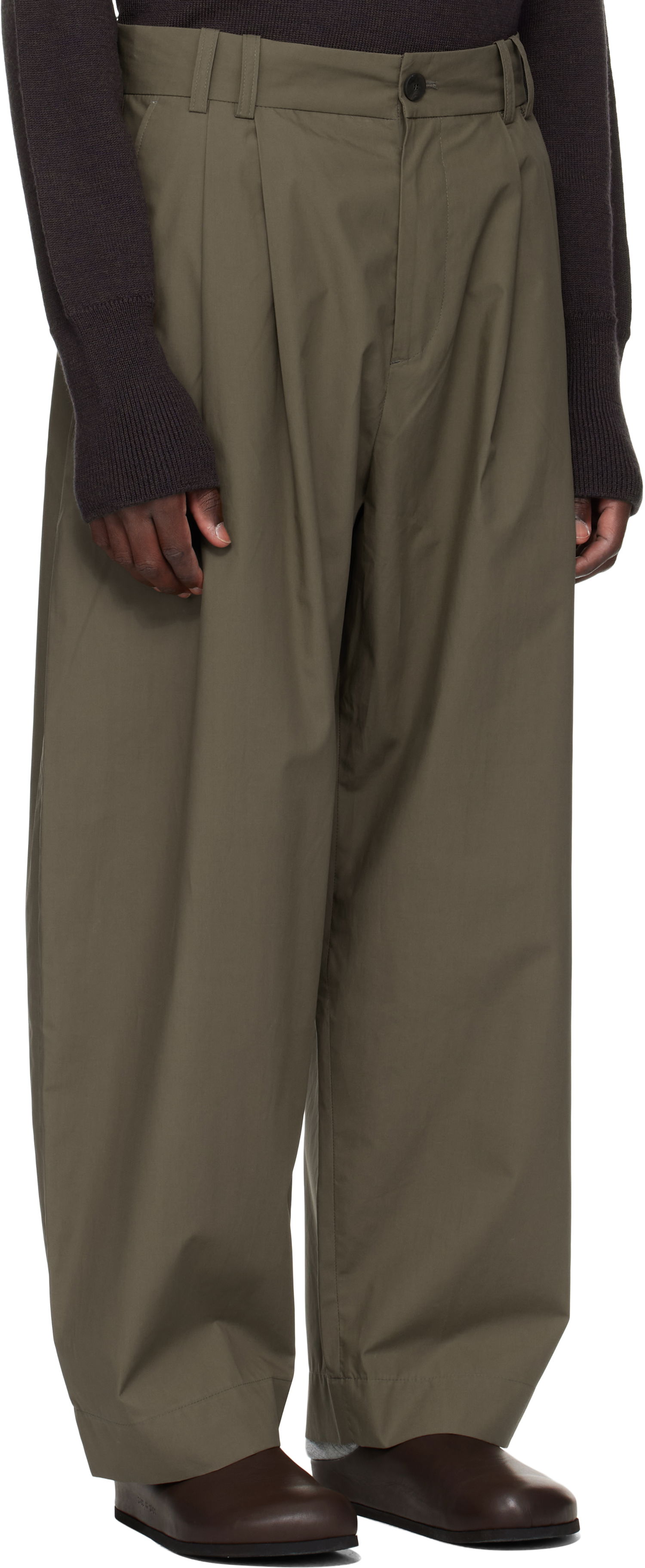 Hlače Studio Nicholson Studio Nicholson Yale Pleated Trousers Zelena | YALE SNM - 788, 1