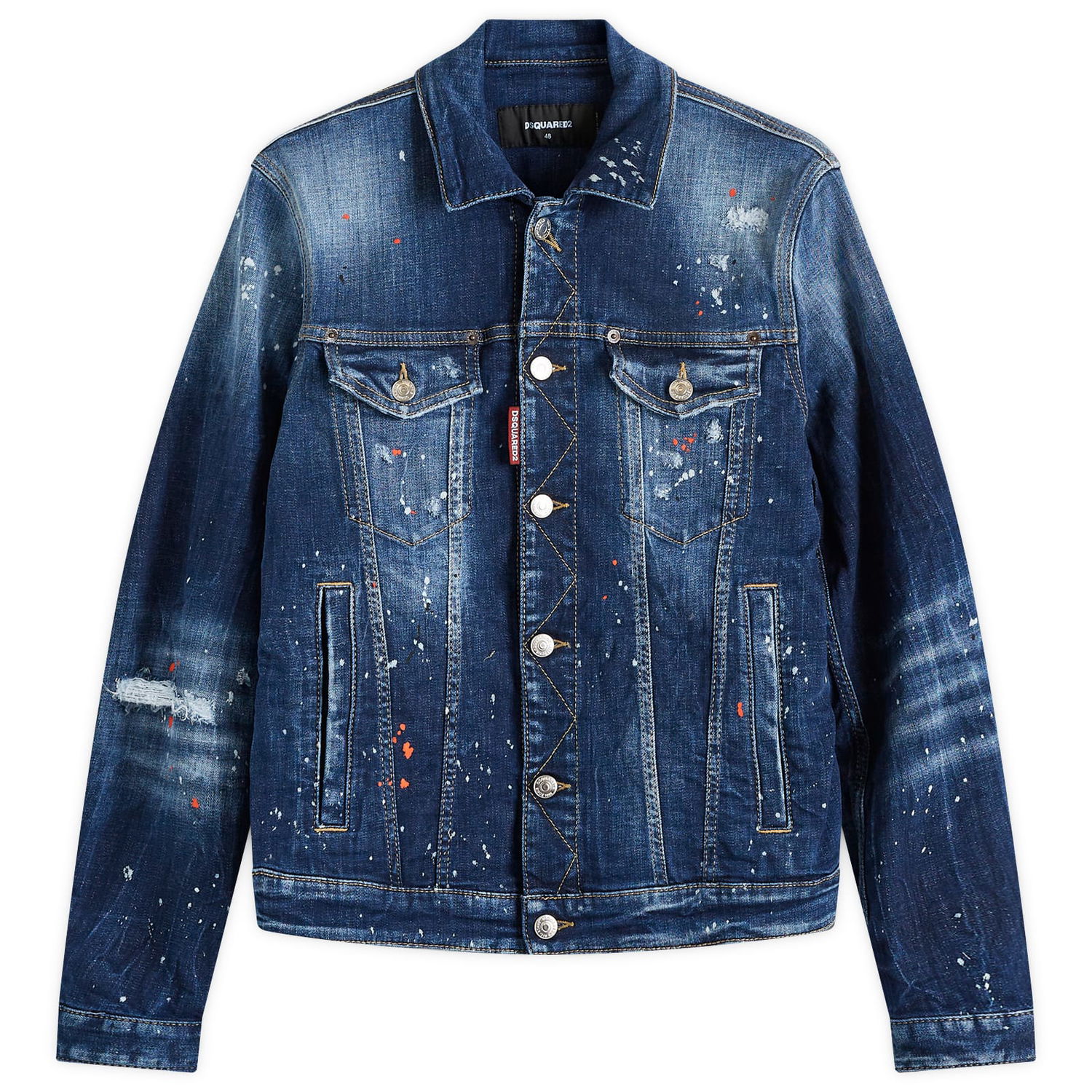 Jakna DSQUARED2 Dsquared2 Dan Paint Splatter Denim Jacket Modra | S74AM1563-S30664-470, 0