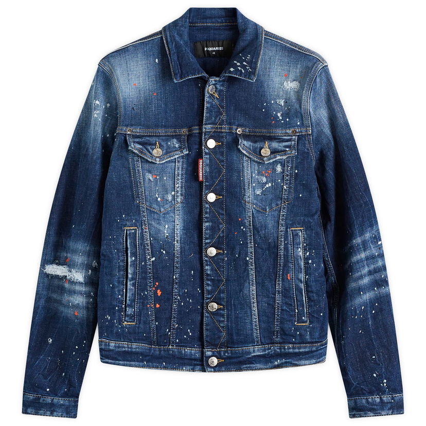 Jakna DSQUARED2 Dsquared2 Dan Paint Splatter Denim Jacket Modra | S74AM1563-S30664-470