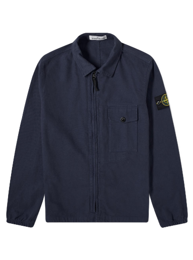 Srajce Stone Island Garment Dyed Zip Shirt Overshirt Mornarica | 751510704-V0020