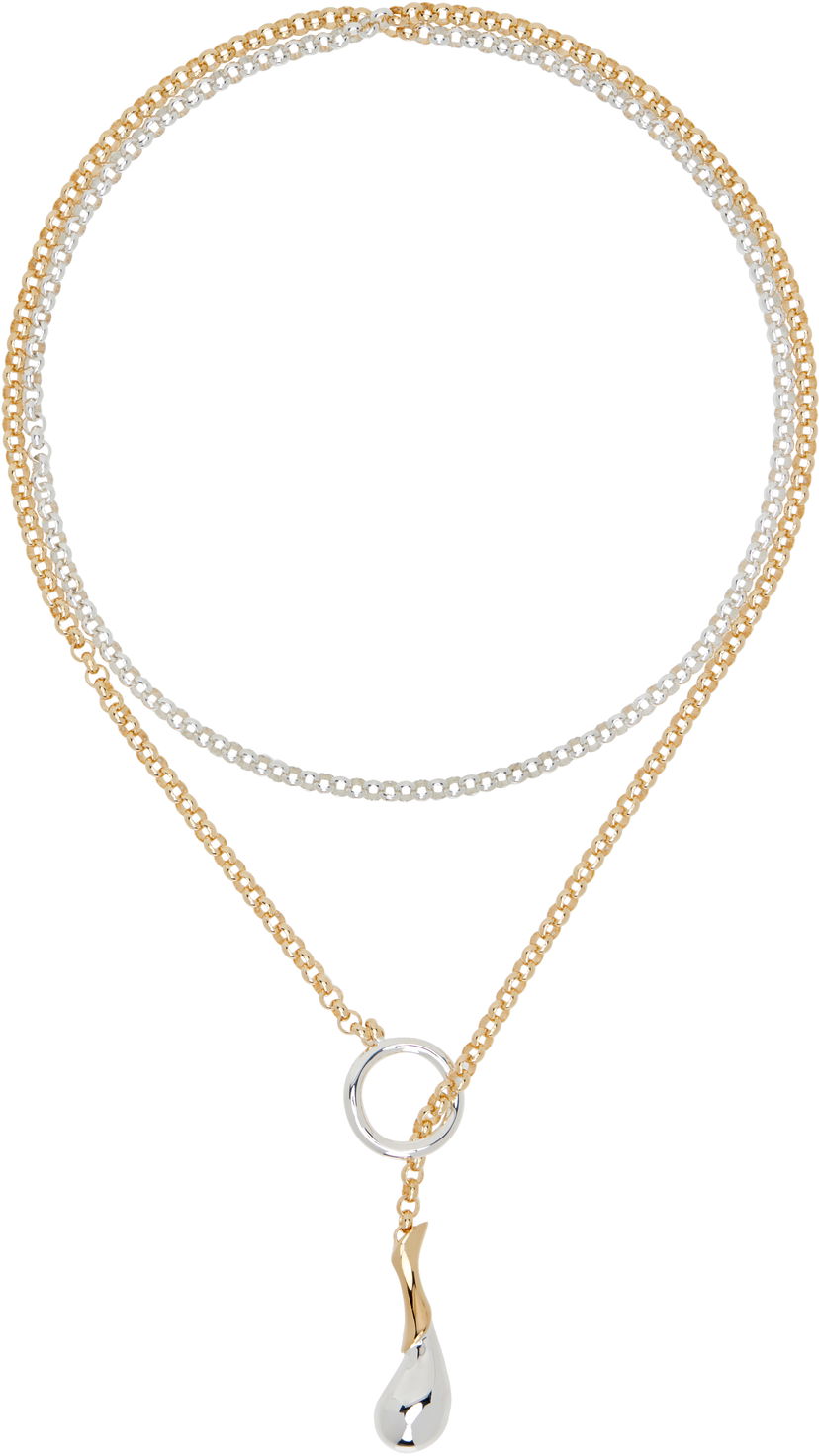 Ogrlica Bottega Veneta Bottega Veneta Two-Tone Drop Chain Necklace Kovinski | 838143 V507D