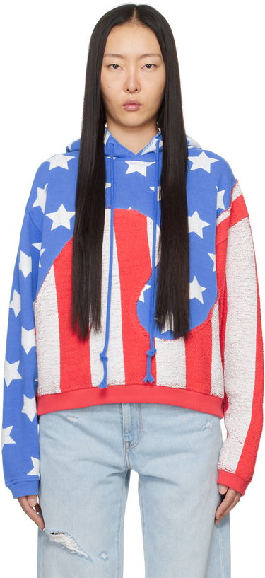 Pulover ERL Stars & Stripes Swirl Print Fleece Hoodie Rdeča | ERL07T022, 0