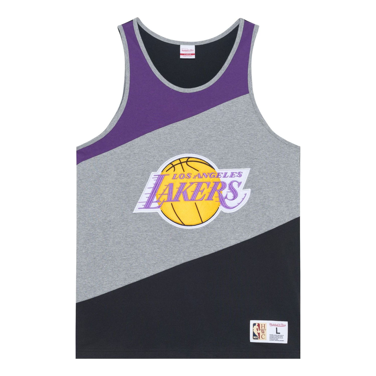 Majica brez rokavov Mitchell & Ness NBA HWC Lakers Colorblocked Cotton Tank Top Siva | TTNK5120-LALYYPPPGHBK, 0