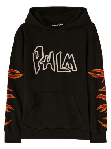 Pulover Palm Angels Graffiti Flames Hoodie Črna | PMBB117F22FLE0021001