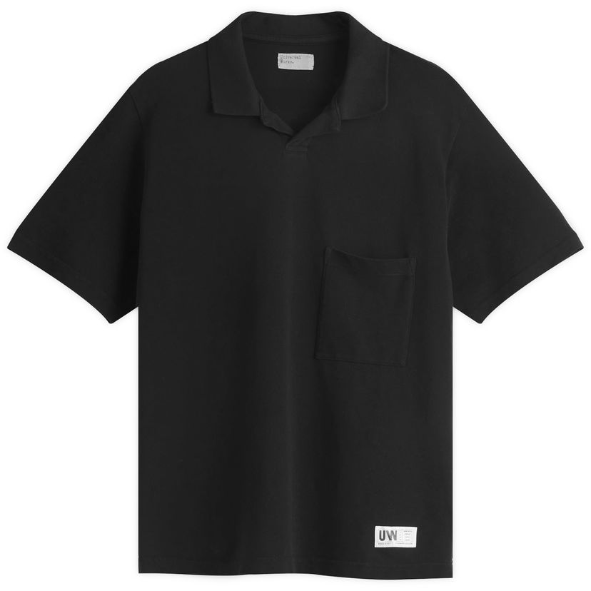 Polo majica Universal Works Pique Vacation Polo, Size Large Črna | 32633-BLK