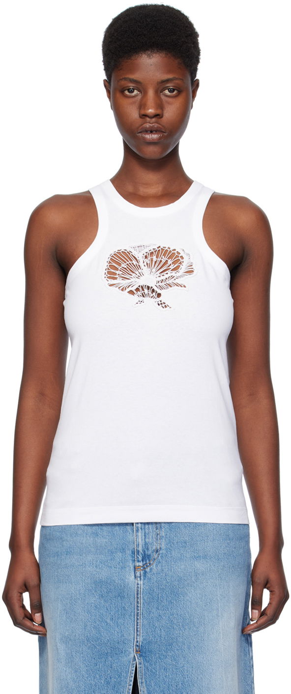 Majica brez rokavov Stella McCartney Stella McCartney Crochet Cutout Tank Top Bela | 6J02783SPY59