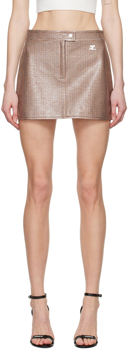 Krila Courrèges Courrèges Checked Miniskirt Rjava | 124CJU001PR0042