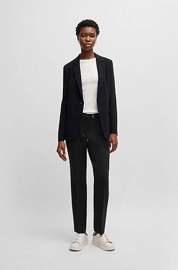 Hlače BOSS Regular-Fit Crepe Trousers Črna | 50490039, 1