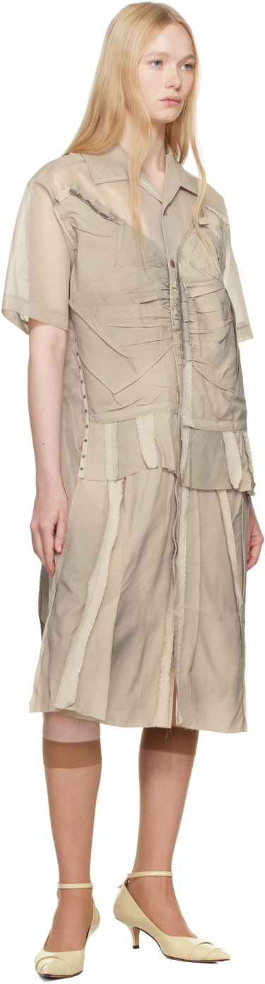 Srajce Maison Margiela Maison Margiela Paneled Midi Dress Bež | S51DD0033 MTJ020, 3