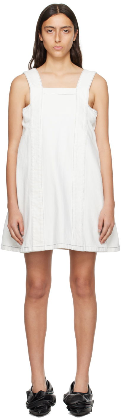 Obleke We11done We11done Square Neck Denim Mini Dress Bela | WD-DO3-23-381-W-IC