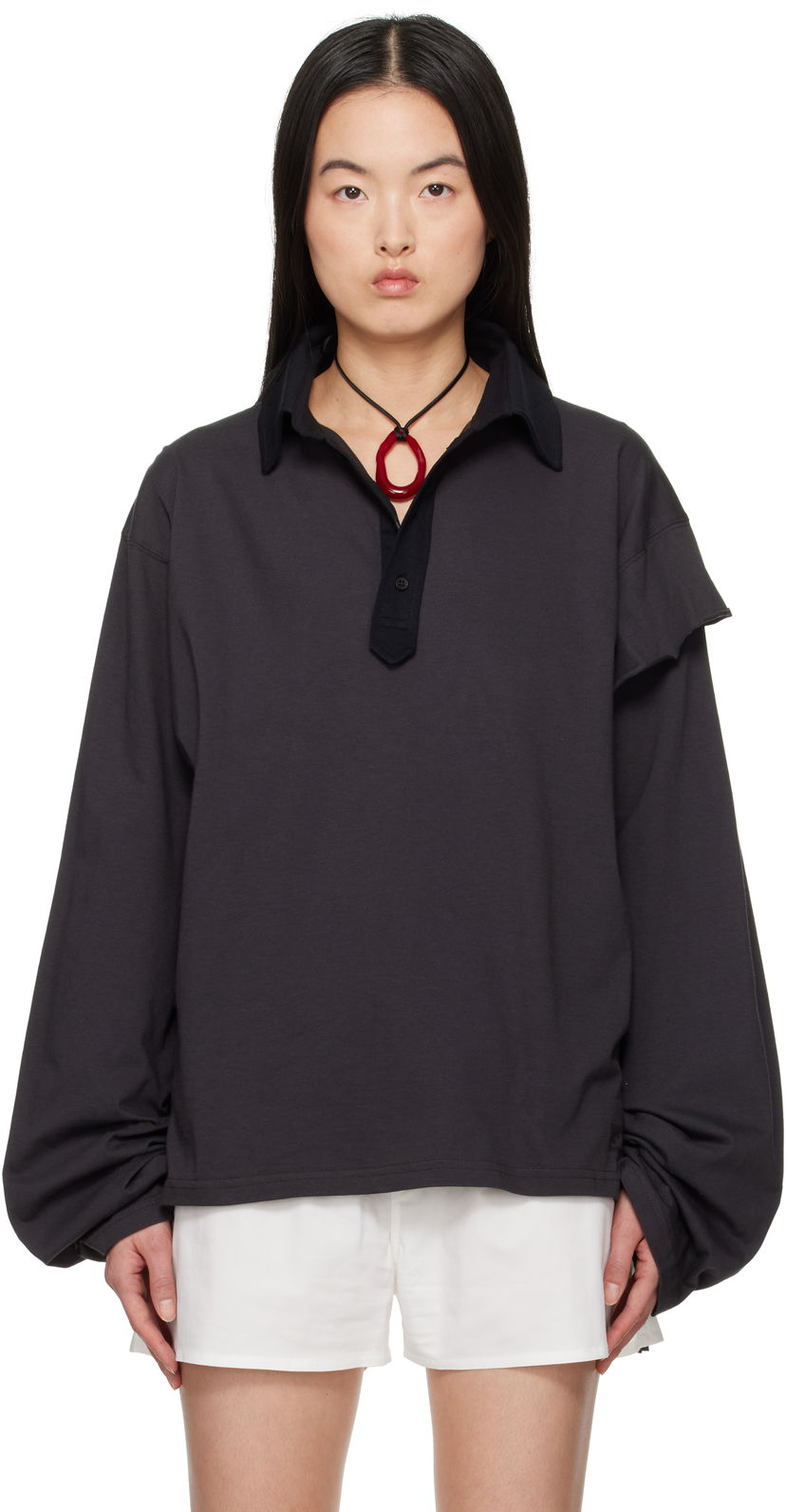 Polo majica Ottolinger Ottolinger Long Sleeve Polo Črna | 11510291501