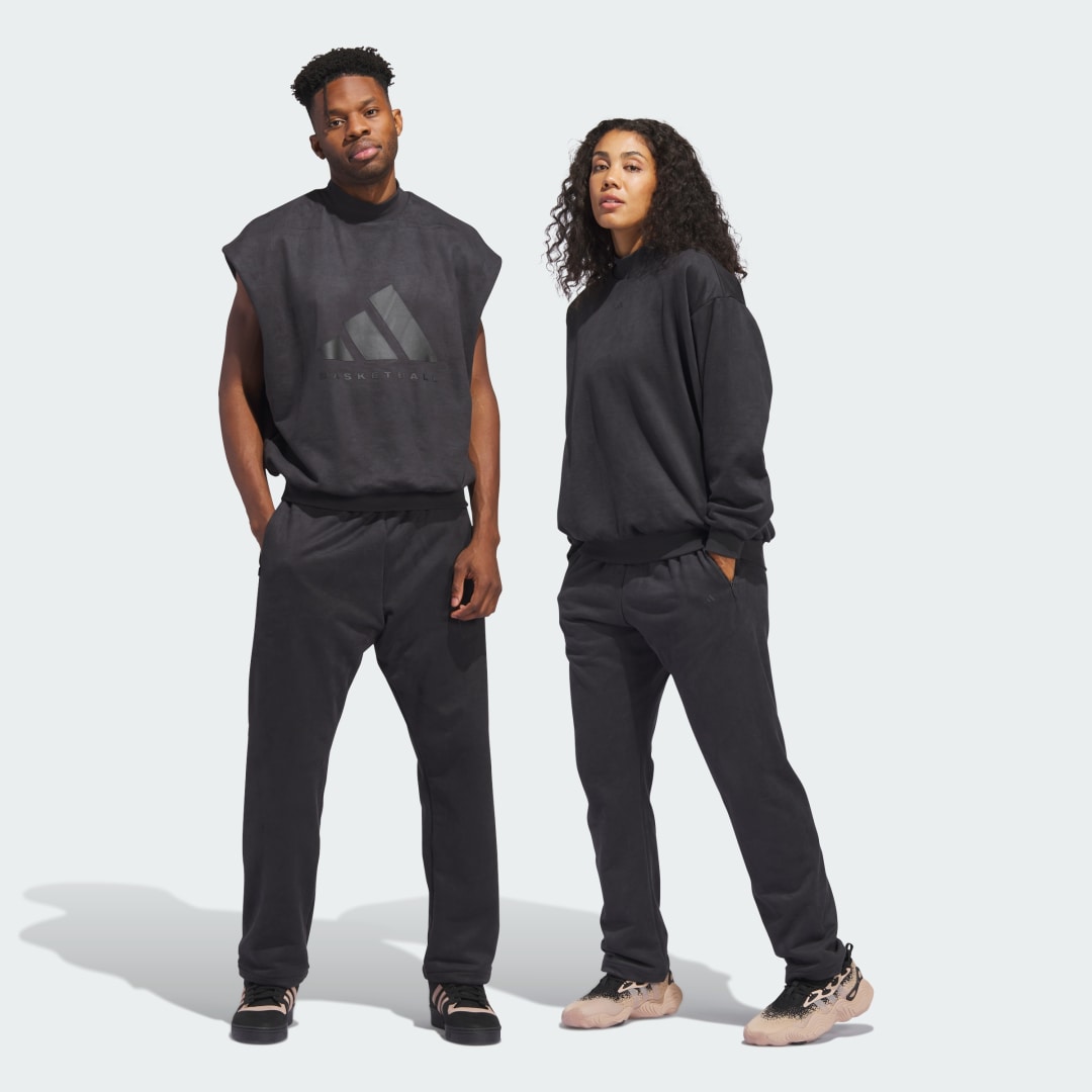 Hlače in kavbojke adidas Performance Basketball Sueded Črna | IN7708, 1