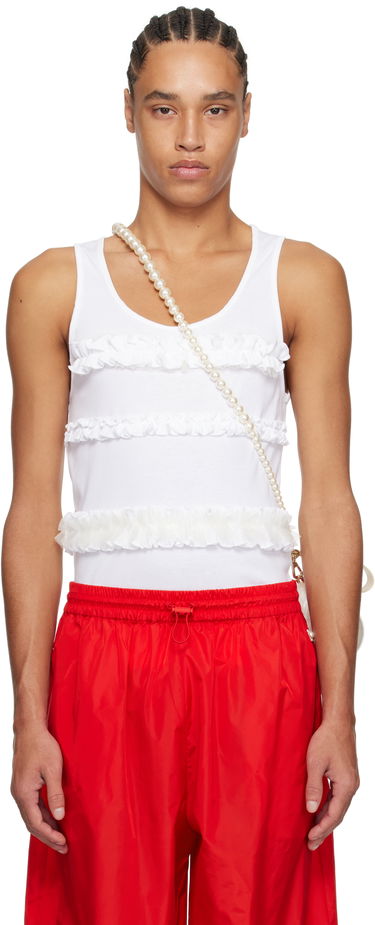 Majica brez rokavov Simone Rocha Simone Rocha Ruffle Frill Tank Top Bela | 5324F 0553, 0
