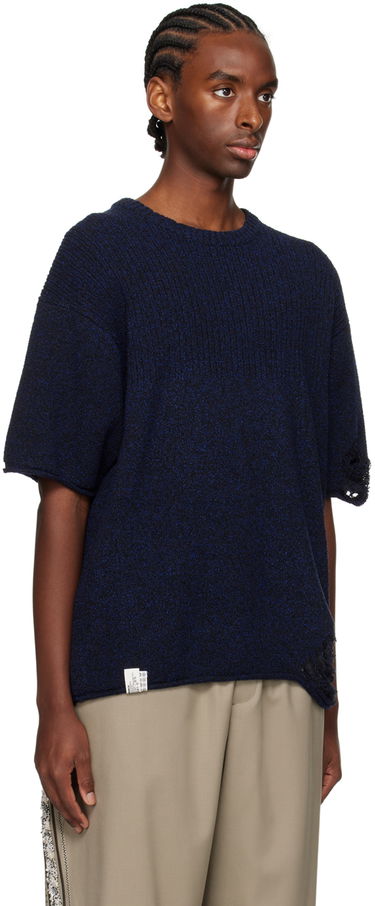Dres ADER ERROR Distressed Knit T-Shirt Mornarica | BN01SSKT0501BK, 1