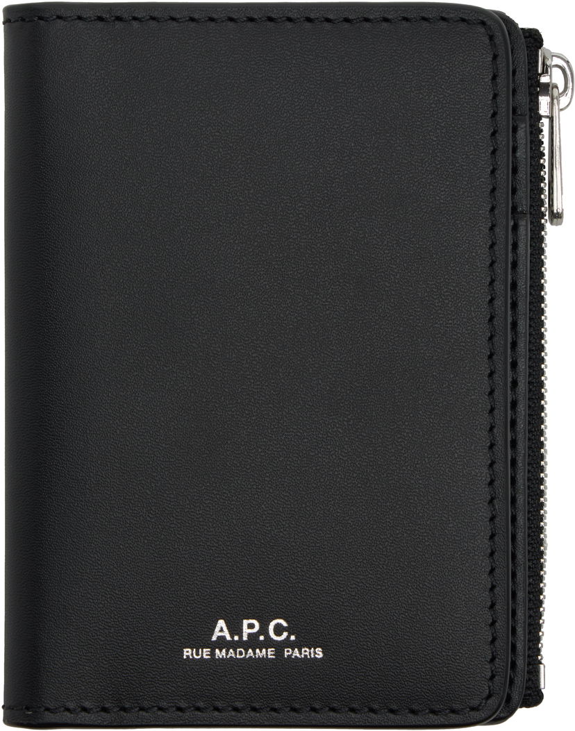Denarnica A.P.C. Leather Zip Wallet Črna | PXAWV-H63634