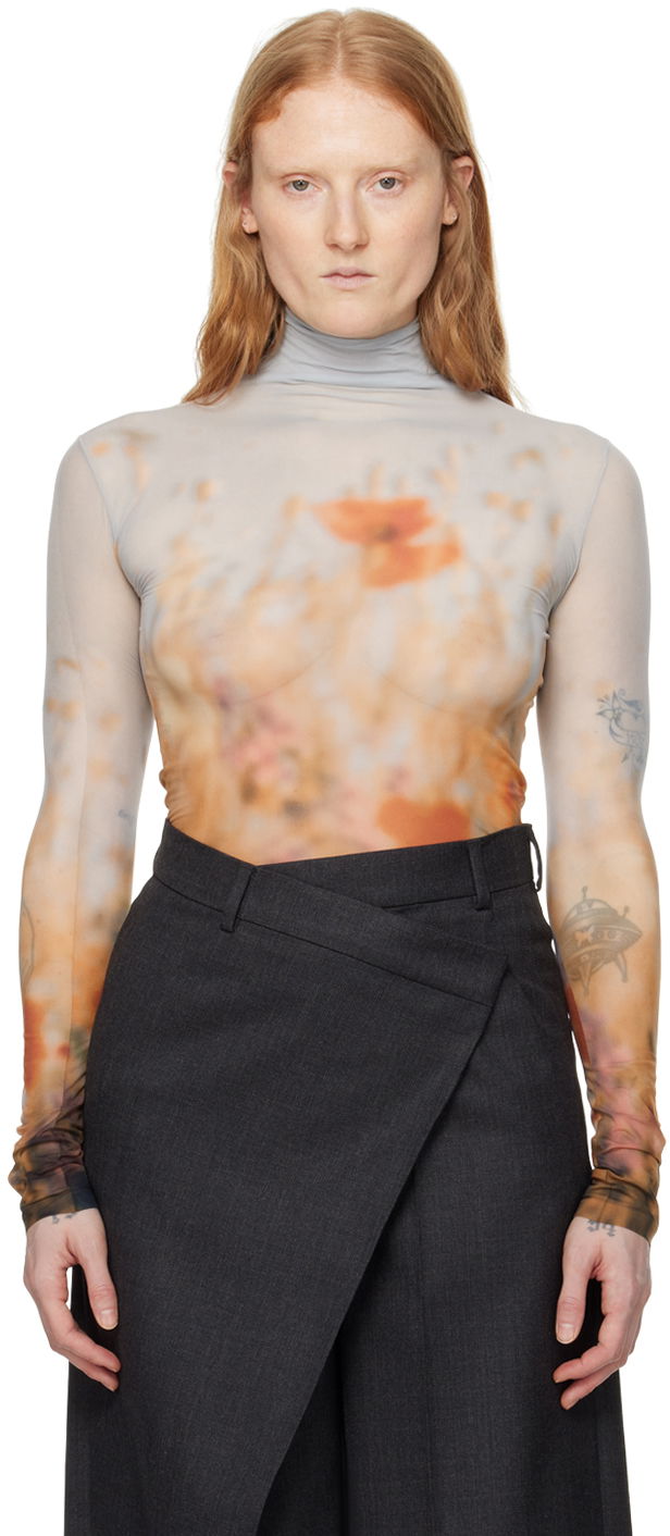 Pleteni pulover Acne Studios Print Turtleneck Oranžna | AL0391-, 0