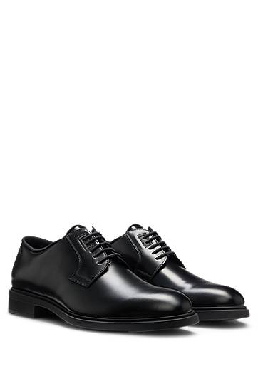Nega čevljev BOSS Leather Derby Shoes with Piped Trims Črna | 50499719