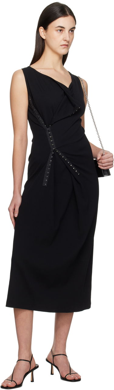 Obleke Maison Margiela MM6 Maison Margiela Cotton Rib Hook-Eye Midi Dress Črna | S52CT0786 M20054, 3
