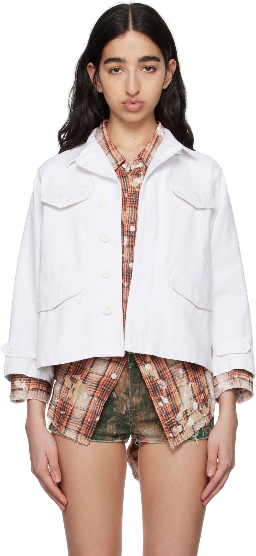 Jakna R13 R13 Boxy Army Denim Jacket Bela | R13WR396-R522B