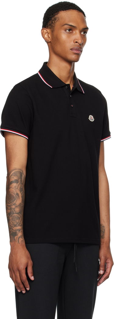 Polo majica Moncler Moncler Tricolor-Trimmed Cotton Piquet Polo Mornarica | K20918A7030084556, 4