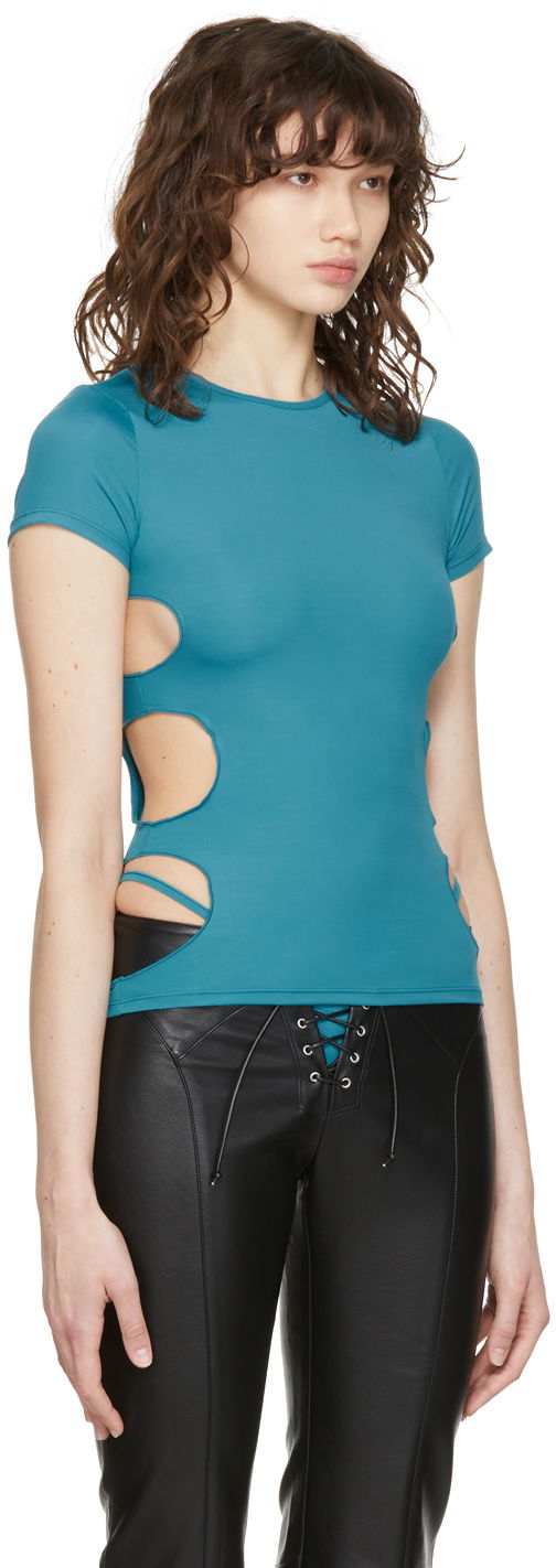 Majica Miaou Miaou Zephyr Cutout T-Shirt Turkizna | 7041-CL, 1
