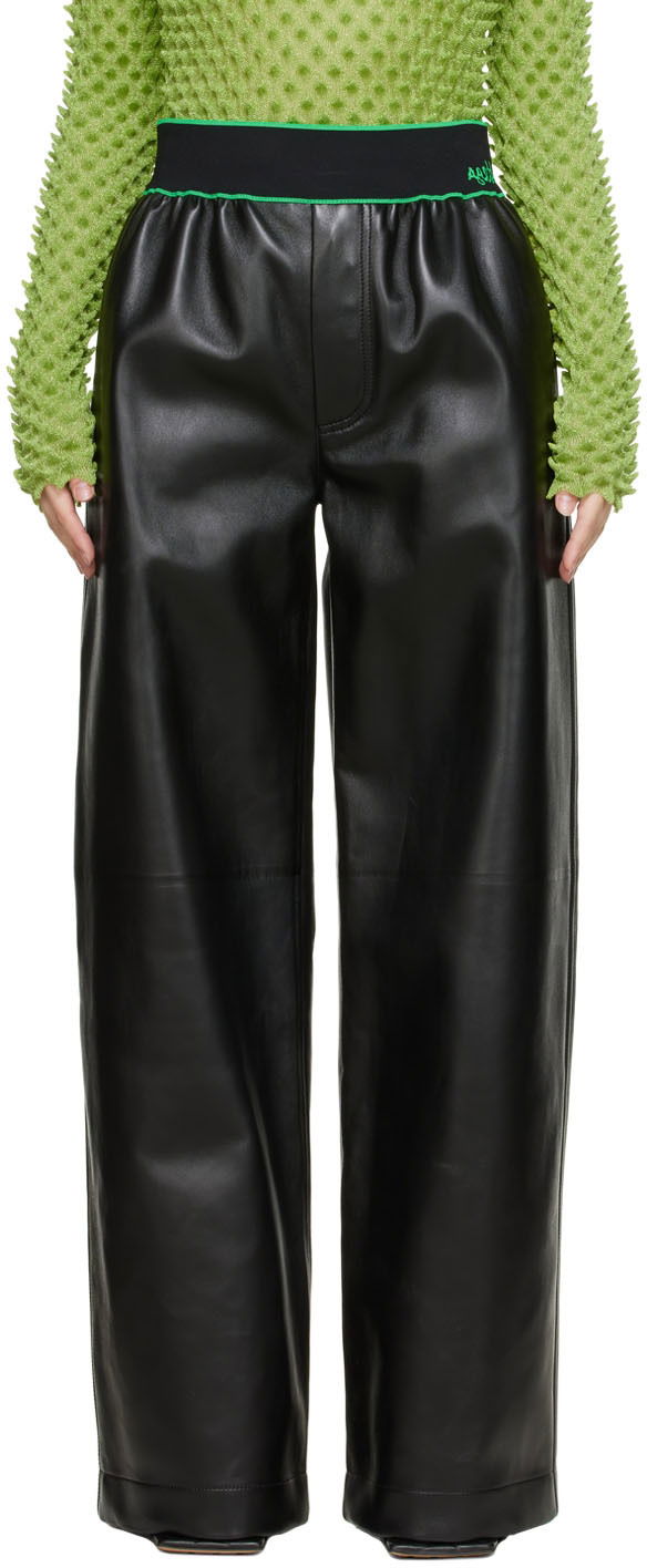 Hlače Bottega Veneta Leather Trousers Črna | 702115 V24G0