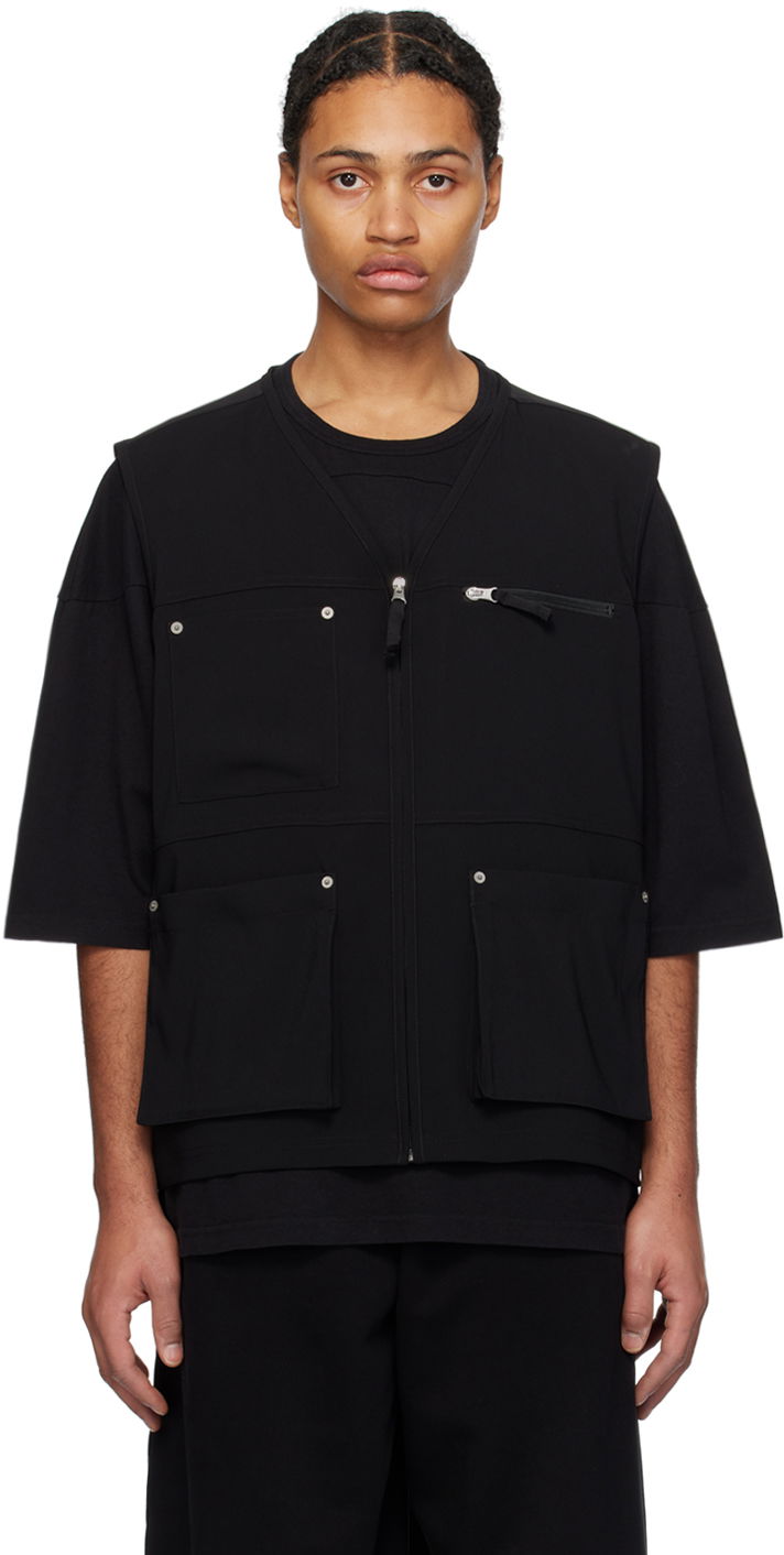 Pleteni pulover Maison Margiela MM6 Pockets Vest Črna | SH0FB0001 S78536
