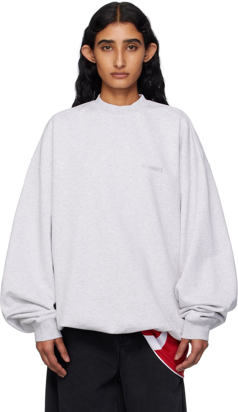Pulover VETEMENTS Vetements Logo Oversized Sweatshirt Siva | UH76CW100G