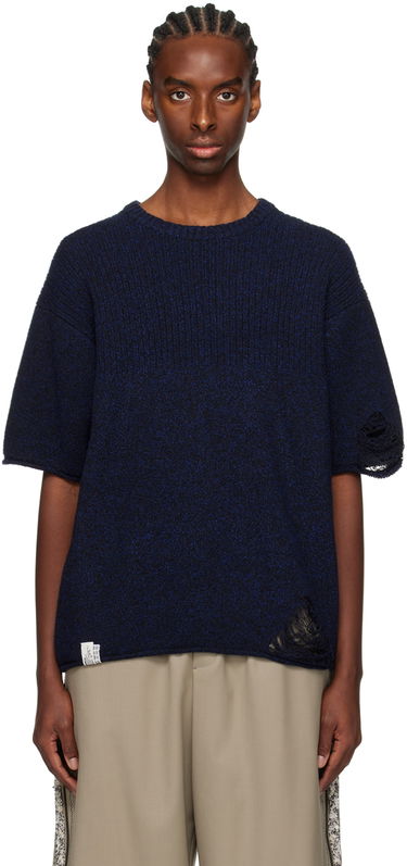 Dres ADER ERROR Distressed Knit T-Shirt Mornarica | BN01SSKT0501BK, 0