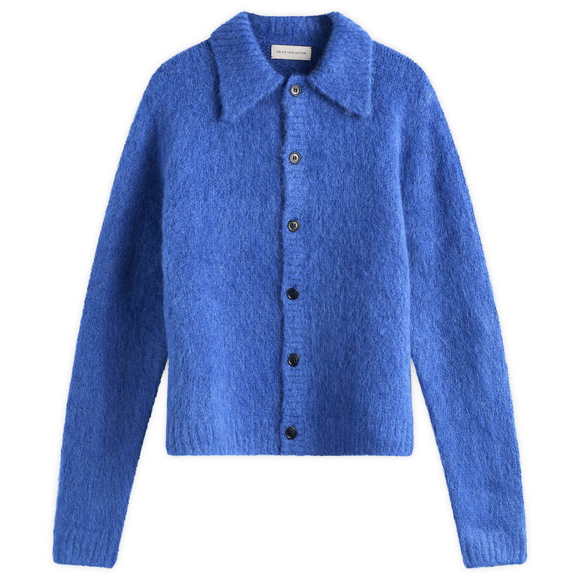 Pleteni pulover Dries Van Noten Dries Van Noten Alpaca Wool Knit Polo, Size Large Modra | 252-021225-2709-504