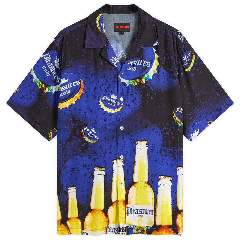 Srajce Pleasures Pleasures Cerveza Vacation Shirt Modra | P25SU001-BLU
