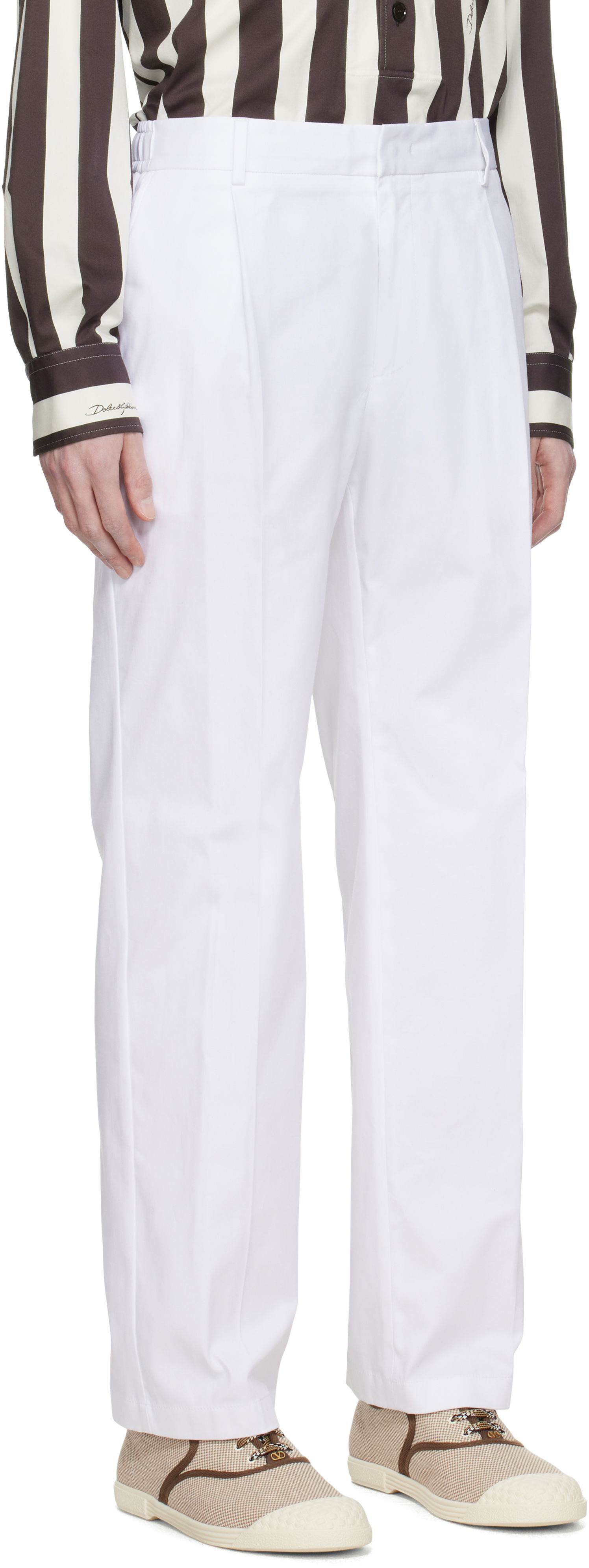 Hlače Dolce & Gabbana Dolce&Gabbana Gabardine Trousers Bela | GP0K7TFUFNV, 1