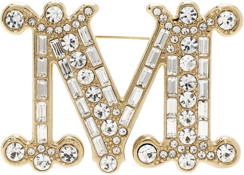 Zatiči Max Mara Max Mara Crystal Embellished Letter "M" Brooch Kovinski | 2424756092600 MM02579