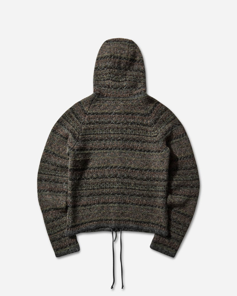 Pulover ROA Fair Isle Felted Knit Zip-Up Hoodie Zelena | RBMW0520YA74 GRN0012