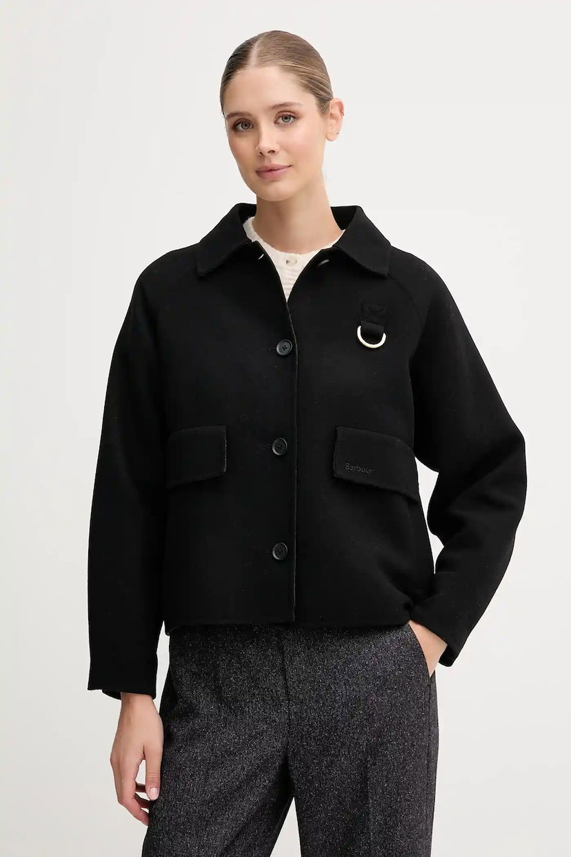 Jakna Barbour Barbour Leonie Oversized Wool Jacket Črna | LOS0077