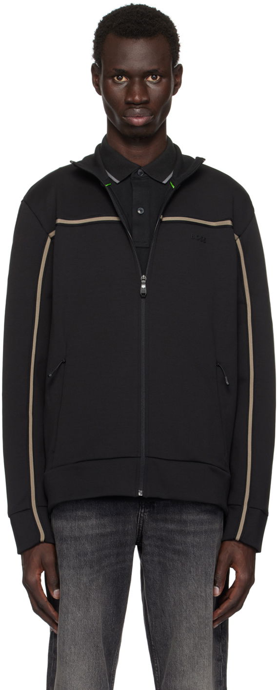 Pulover BOSS Zip-Up Tape Insert Sweatshirt Črna | 50523896, 0