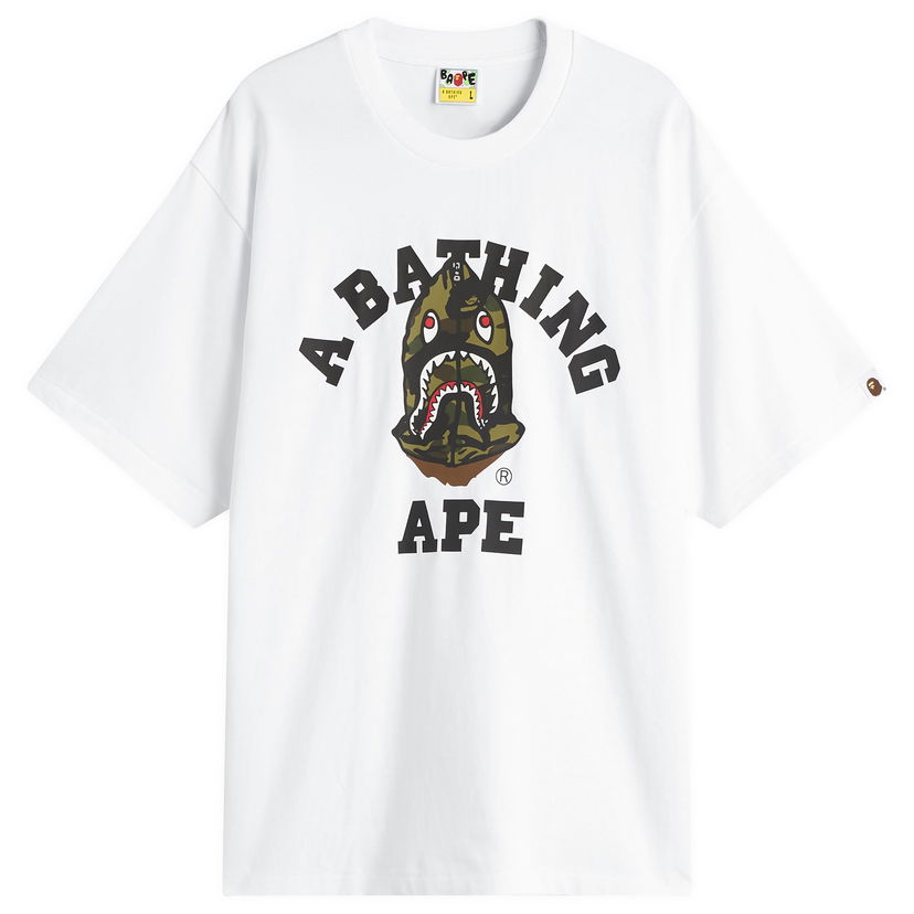 Majica BAPE 1st Camo Shark Seijin College T-Shirt Bela | 001TEL801316M-WHT
