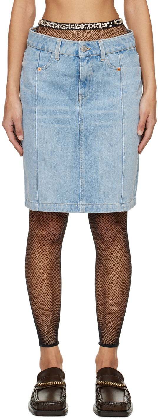 Krila Martine Rose Narrow Front Denim Miniskirt Modra | MRSS24-238