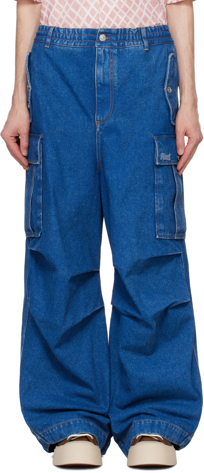 Cargo hlače Marni Low Waist Cargo Jeans Modra | PUJU0082X0 USCU83
