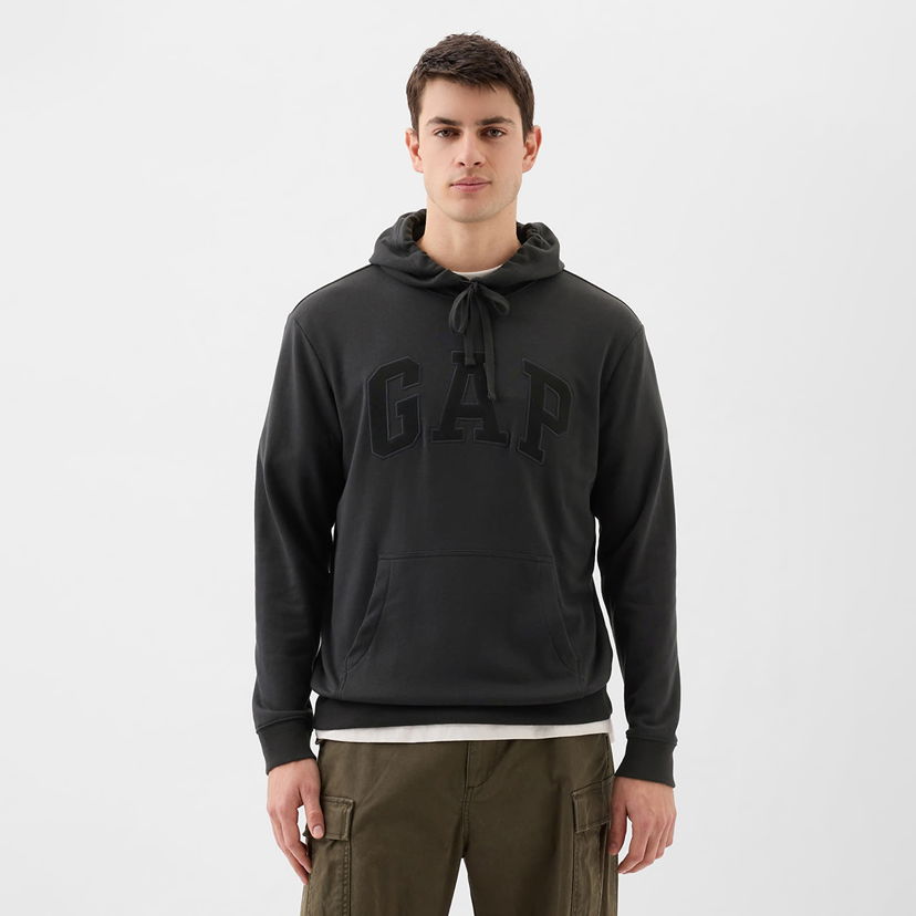 Pulover GAP French Terry Pullover Logo Hoodie Moonless Night Črna | 868453-04