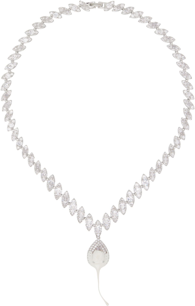 Ogrlica Ottolinger Ottolinger Diamond Dip Necklace with Marquise Shaped Links and Pearl Pendant Kovinski | 125901525E01