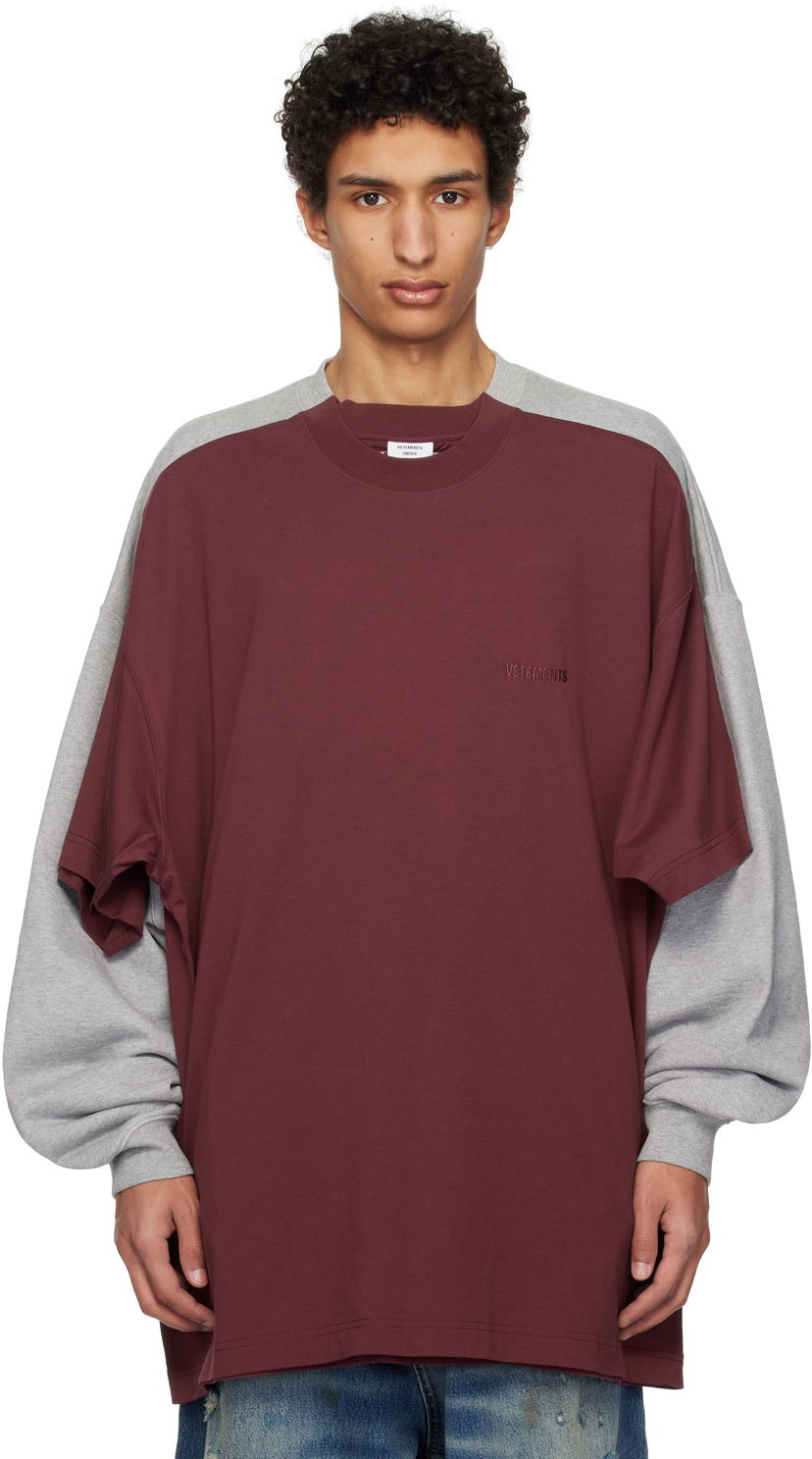Majica VETEMENTS Vetements Runway Merged T-Shirt Sweatshirt Bordo | UA66CW630G
