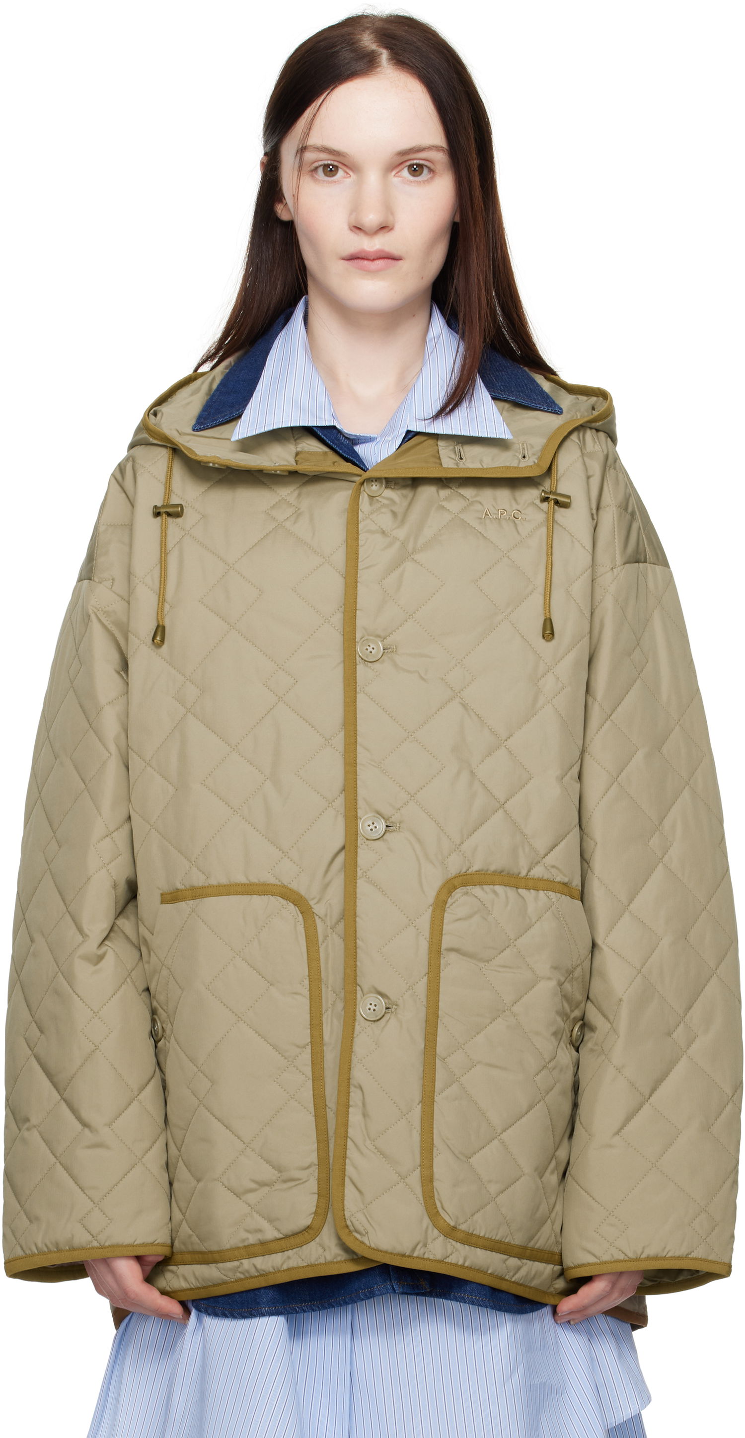 Puhovka A.P.C. Hooded Quilted Jacket Zelena | PSAKJ-M32005, 0
