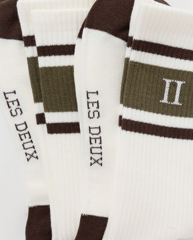Nogavice Les Deux William Stripe 2-Pack Socks Bela | LDM950006-241953, 1
