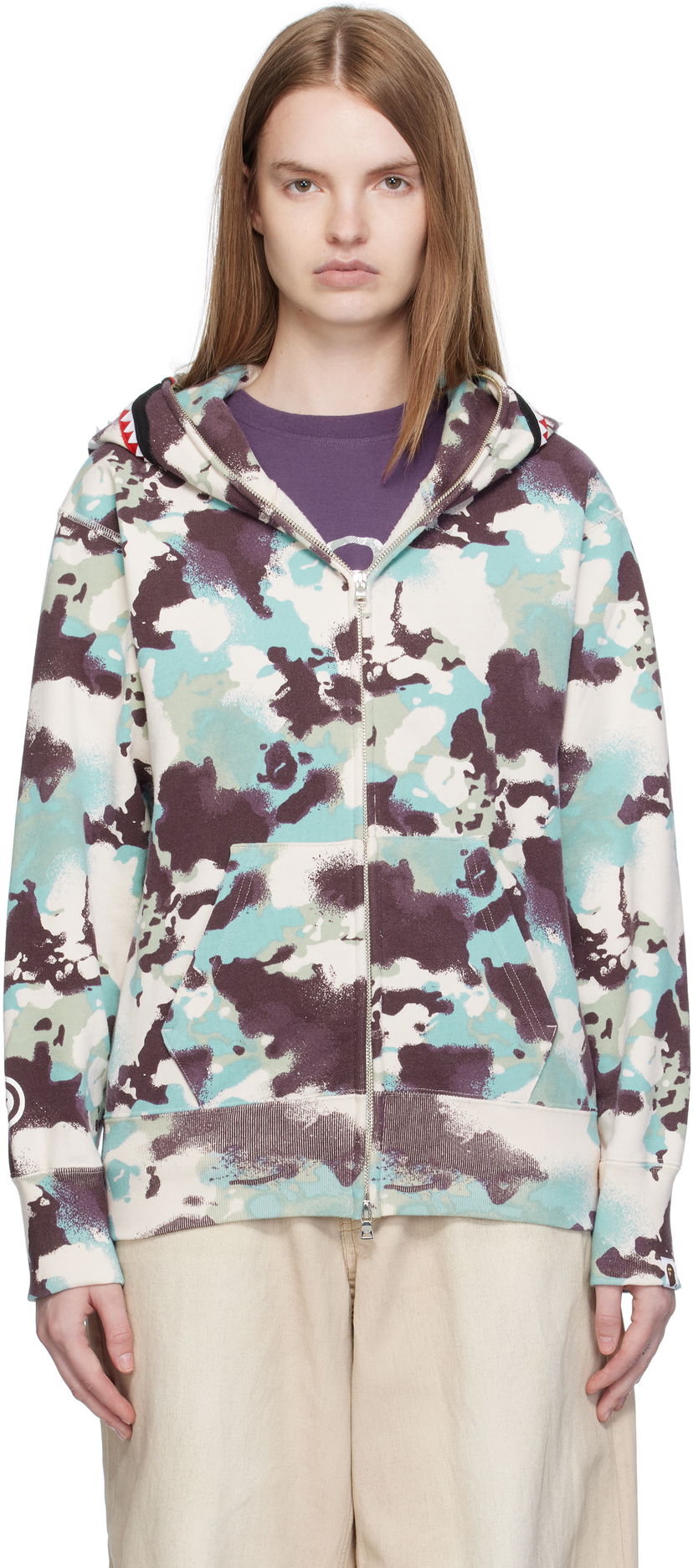 Pulover BAPE A Bathing Ape Map Camo Shark Full Zip Hoodie Večbarvna | 001ZPL302001L