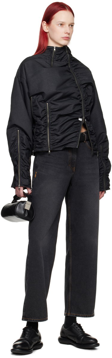 Kavbojke ADER ERROR Contrast Stitch Straight Leg Jeans Črna | BMSGFYJE0101BK, 4